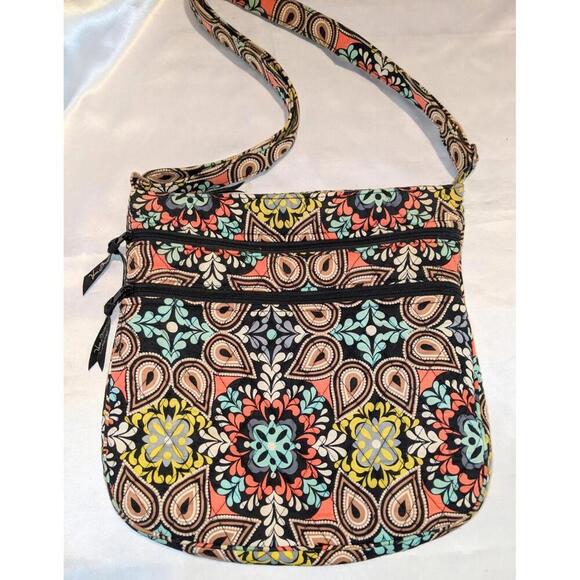 Handbags - Vera Bradley Sierra Triple Zip Hipster Crossbody Purse Bag EUC Floral Quilted